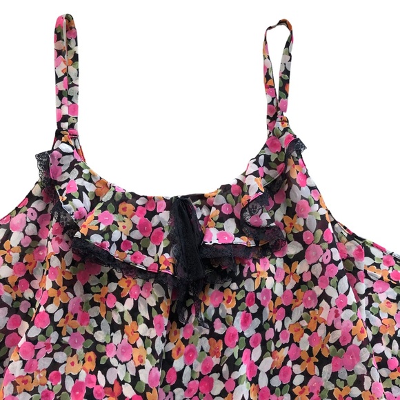 Oscar De La Renta Floral Pink Short Babydoll Short Chemise Nightie SZ M - Picture 5 of 7